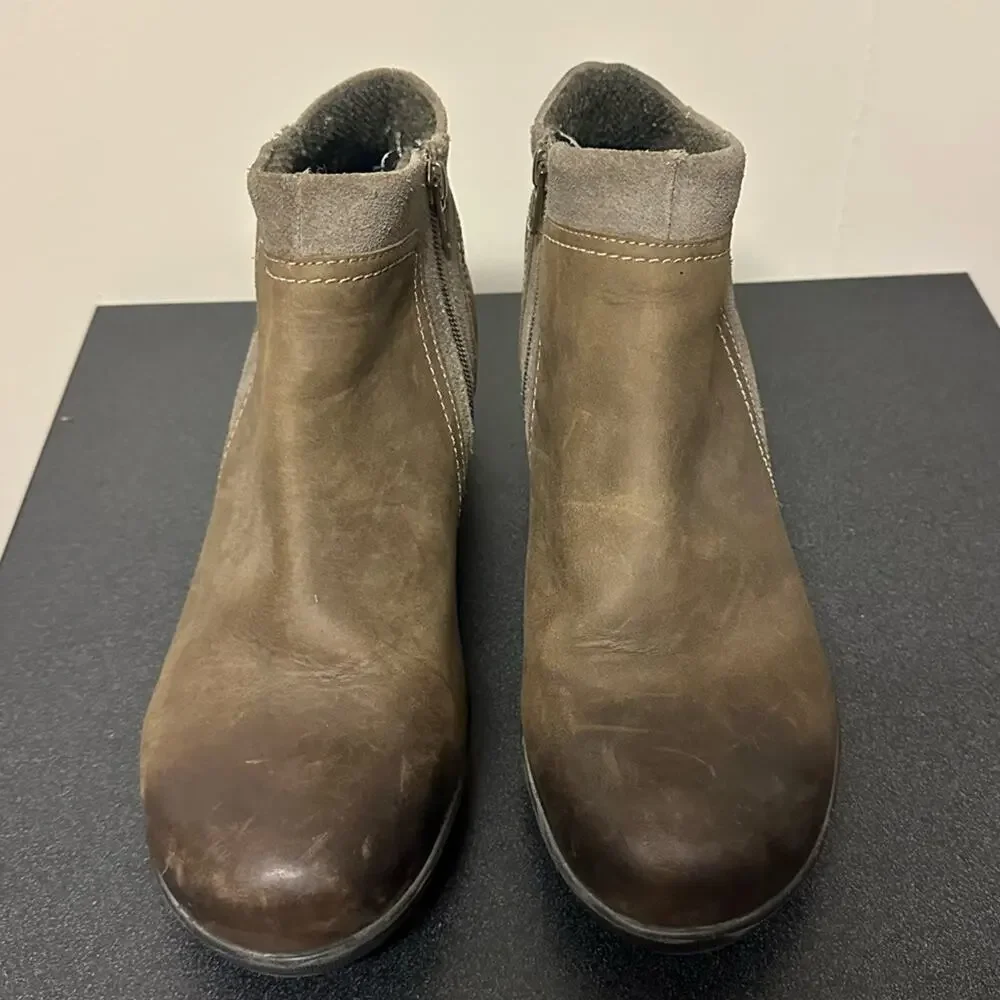 Keen Wedge Zip Leather Comfort Ankle Booties Boots Womens Size 10 Brown